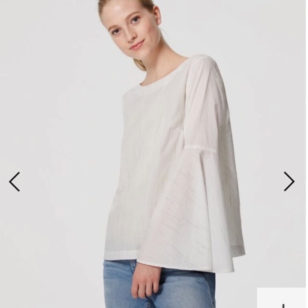 Bell Sleeve Pinstriped Blouse